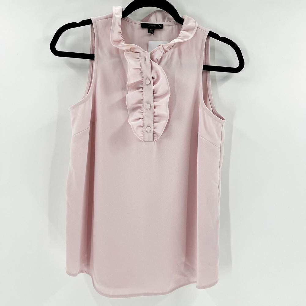 J.Crew Womens Sleeveless Ruffle Blouse Top XS Pink Career Casual